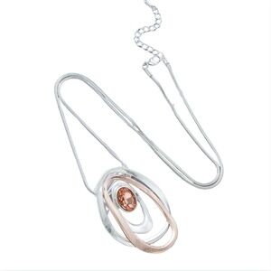 Pink Mixed Metal Statement Pendant Necklace – Bold Modern Design with Adjustable